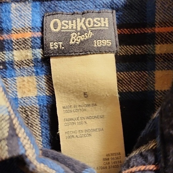 Oshkosh flannel shirt, size 5 - Picture 2 of 4